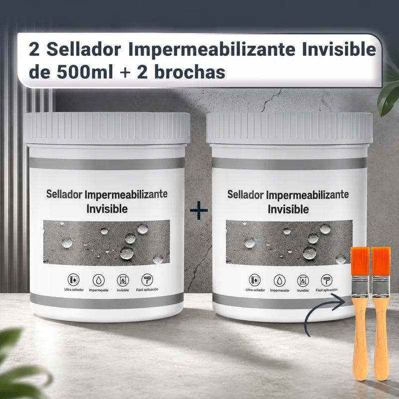 Kit 2 Selladores Impermeabilizantes Incoloros 500 ml + 2 Pinceles